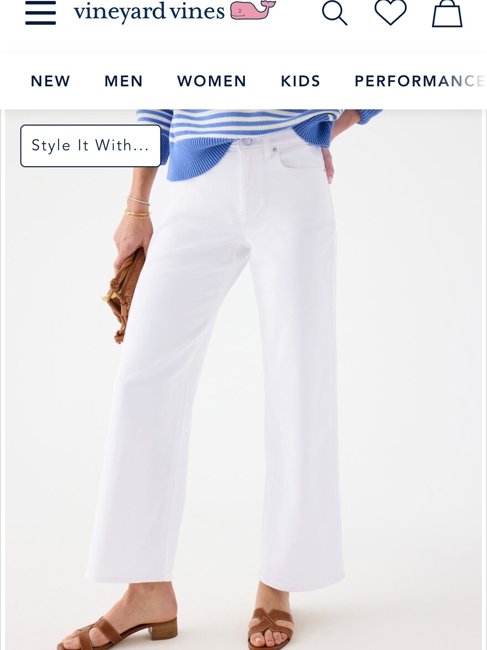 Vineyard Vines White Wide-Leg High-Rise Jeans